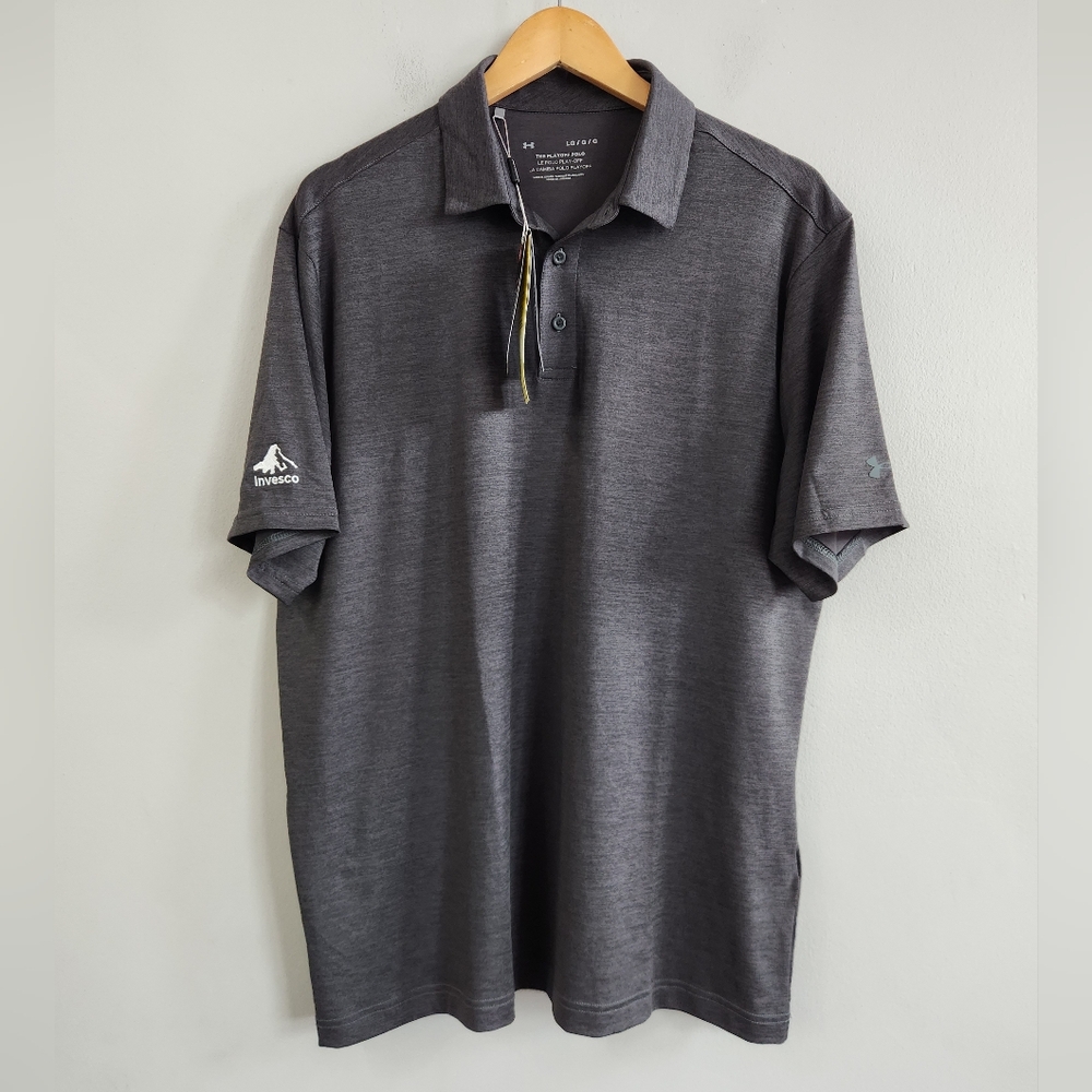 Under Armour THE PLAYOFF POLO ⛳️ Golf Shirt Gray INVESCO Men's Size Large